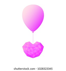 Heart futuristic pink is colored triangular illustration of love vector. Stylish and beautiful heart futuristic pink. Can be used as poster, border, background, card, cover, wallpaper, template