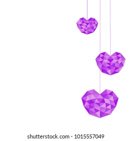 Heart futuristic purple is colored triangular illustration of love vector. Stylish and beautiful heart futuristic purple. Can be used as poster, border, background, card, cover, wallpaper, template