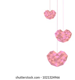 Heart futuristic rose is colored triangular illustration of love vector. Stylish and beautiful heart futuristic rose. Can be used as poster, border, background, card, cover, wallpaper, template