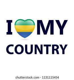 Heart with Gabonese flag colors. I Love My Country - Gabon