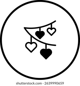 Heart Garland Decorative Icon for Valentine's Day Romantic Celebrations Design Ideas