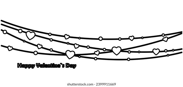 Heart garland icon, Valentine's Day on a white background