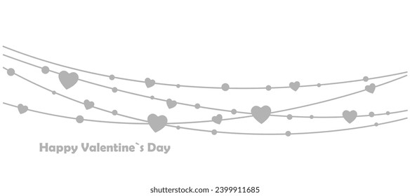 Heart garland icon, Valentine's Day on a white background