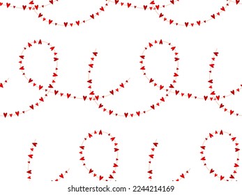 heart garland seamless abstract vector pattern, amour doodle print