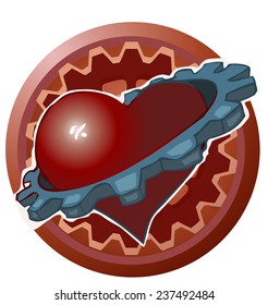 Heart with a Gear around it, Vector Illustration. 