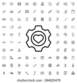 heart in gear icon illustration isolated vector sign symbol. Health icons set.