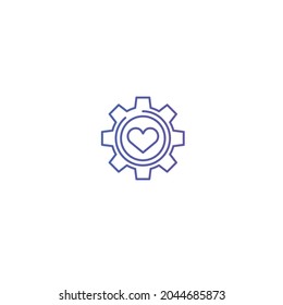 heart gear line icon.vector illustration.isolated on white background.