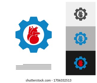 Heart Gear logo vector template, Creative Human Heart logo design concepts