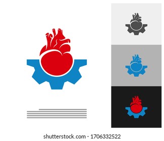 Heart Gear logo vector template, Creative Human Heart logo design concepts
