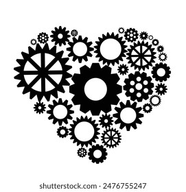 Heart Gear Mechanism Isolated on White. Abstract representation of human body part. Health and medicine concept