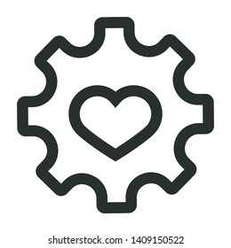heart in gear - minimal line web icon. simple vector illustration. concept for infographic, website or app.