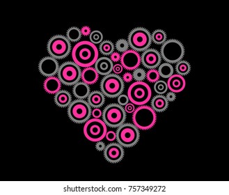 Heart from gears black background