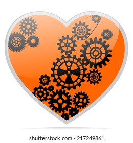 heart from gears, an icon. Vector illustration