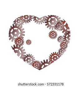 Heart with gears industrial style Vector illustration.