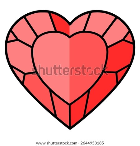 heart gemstone crystal luxury flat color vector illustration template design