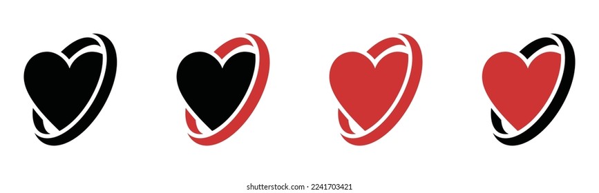 Heart in generic circle icons vector logo. Love heart and circle icon for apps and websites, symbol illustration 