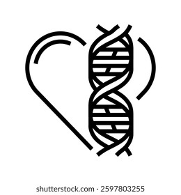 heart with genetic code lines line icon vector. heart with genetic code lines sign. isolated contour symbol black illustration