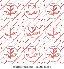 Heart Geo Plant Pattern Love Nature Geometry Floral Shapes Abstract Hearts Botanical Forms Geometric Leaves Romantic Design Seamless Repeat