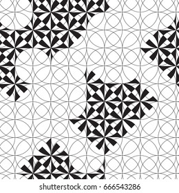 The heart geometry design. seamless, pattern and background. Black and white in geometry vector illustration. 