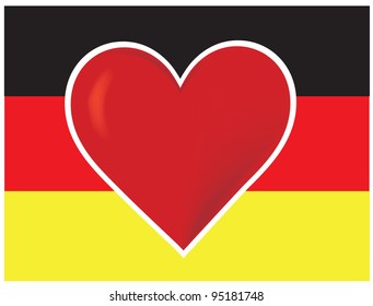 Heart Germany Flag An image of the German flag with a big red heart at the center.