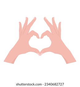Heart gesture with hands. Symbol of a declaration of love. Vector illustration isolated on white background.