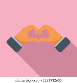 Heart gesture icon flat vector. Arm pose. Point wrist