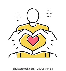 heart gesture on human body color icon vector. heart gesture on human body sign. isolated symbol illustration