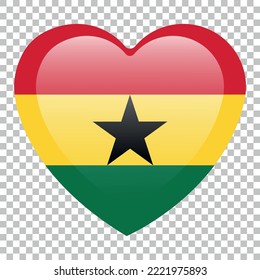 Heart with Ghana flag sign. Vector illustration