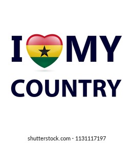 Heart with Ghanaian flag colors. I Love My Country - Ghana