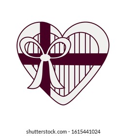 heart with a gift bow isolated icon desing, vector illustration
