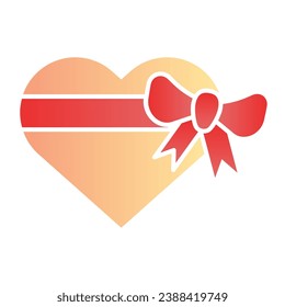 Caja de regalo de corazón con icono plano de arco. Me encantan los iconos de color presentes en un estilo moderno y plano. Diseño estilo gradiente de regalo de San Valentín, diseñado para web y aplicación. Eps 10