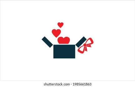 heart in  gift box  valentine’s day icon logo vector template illustration
