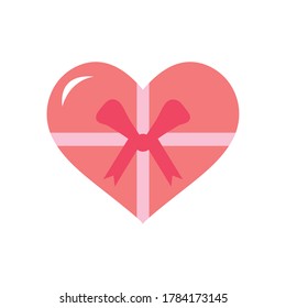 heart gift box icon over white background, flat style, vector illustration