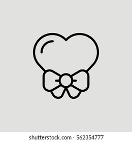 Heart Gift Box Outline Vector Icon