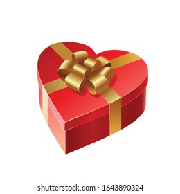 Heart gift box pack with golden ribbon