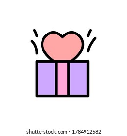 Heart Gift box present icon. Simple color with outline vector elements of present icons for ui and ux, website or mobile application