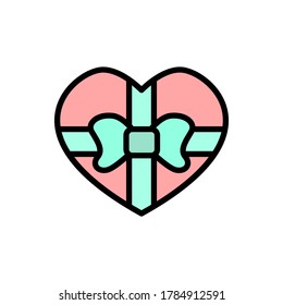 Heart Gift box present icon. Simple color with outline vector elements of present icons for ui and ux, website or mobile application