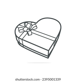 Heart gift box with ribbon on skin background vector illustration