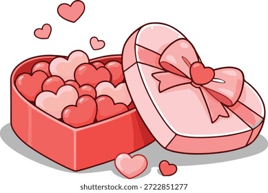 ilustração do vetor de Valentim da caixa de presente do coração