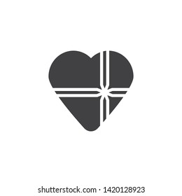 Heart gift box vector icon. filled flat sign for mobile concept and web design. Chocolate box glyph icon. Valentines day present symbol, logo illustration. Vector graphics