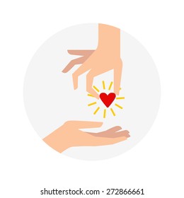 Heart of a gift from hand to hand.
