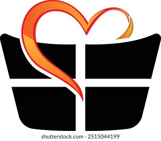 heart gift icon with a heart-shaped box and a bow, symbolizing love, generosity, and special occasions. Perfect for greeting cards, gift shops, and charity