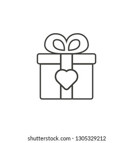 Heart gift icon. Simple thin line, outline vector of valentines day, love icons for UI and UX, website or mobile application