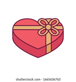 heart gift line and fill style icon design, happy birthday celebration decoration party festive and surprise theme Vector illustration