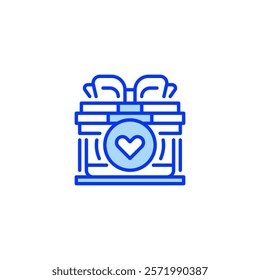 Heart with Gift line icon. Universal creative premium symbol. Vector sign icon logo template. Vector illustration