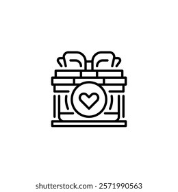 Heart with Gift line icon. Universal creative premium symbol. Vector sign icon logo template. Vector illustration