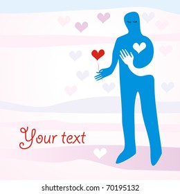 heart as a gift on a background of pastel colors