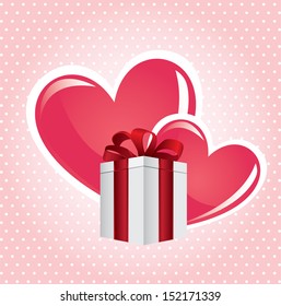 heart gift over dotted background vector illustration
