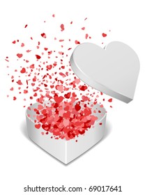 Regalo cardíaco presente con corazones de mosca ilustración vectorial del día de San Valentín para el diseño