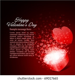 Regalo cardíaco presente con corazones de mosca fondo vectorial del día de San Valentín